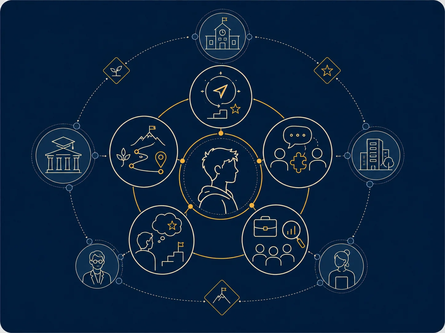 A diagram of the YTAA ecosystem around a young person